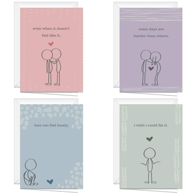 Canopy Street Retro Style Chalkboard Sympathy Card Pack / 24 Empathy Note Cards / 6 Elegant Vintage Blackboard Designs / 4 5/8" x 6 1/4" Uplifting Greeting Cards/Made In The USA - Image 1